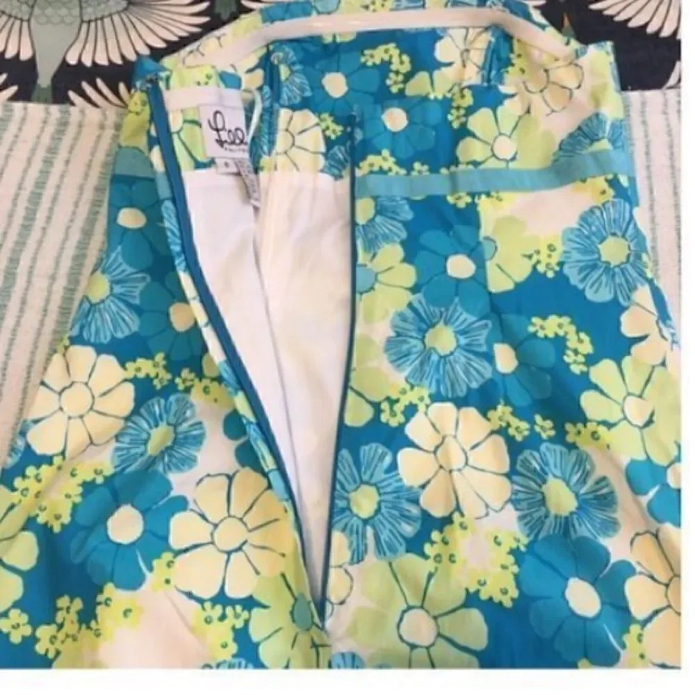Lilly Pulitzer Women’s Size 0 Structured Strapless Dress Blue Floral Knee Length - Picture 5 of 8
